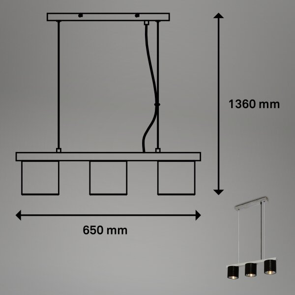 Briloner - Пендел LURI 3xE14/25W/230V каучуково дърво