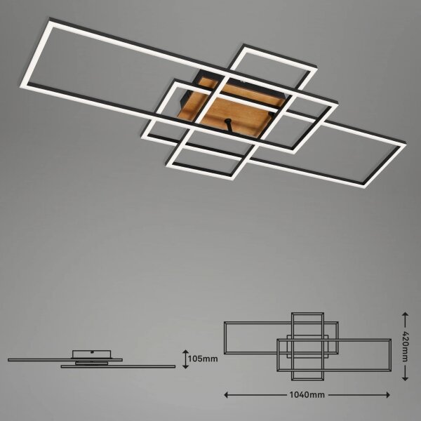 Brilo - LED Димируем полилей за повърхностен монтаж FRAME LED/51W/230V черен/кафяв + д.у