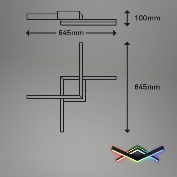 Brilo - LED RGBW Димируем полилей за повърхностен монтаж FRAME 2xLED/9W/230V 2700-6500K + д.у