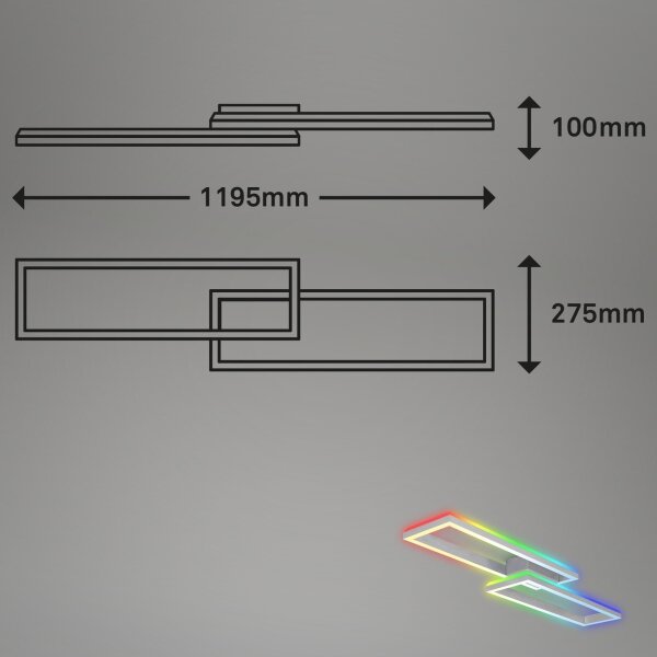 Brilo - LED RGBW Димируем полилей за повърхностен монтаж FRAME 2xLED/21W/230V 2700-6500K + д.у