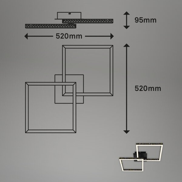 Brilo - LED Димируем полилей за повърхностен монтаж FRAME 2xLED/9W/230V
