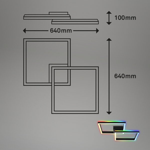 Brilo - LED RGBW Димируем полилей за повърхностен монтаж FRAME 2xLED/17W/230V 2700-6500K+ д.у