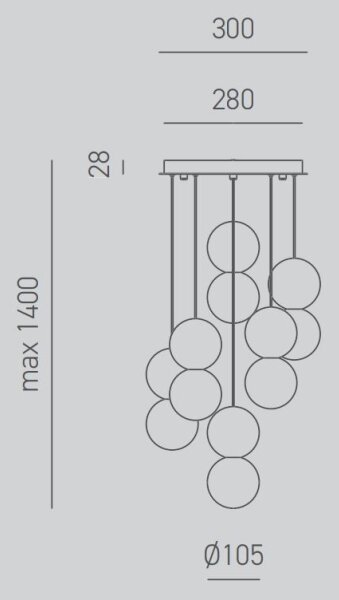 Gea Luce SFERA S6 G - Пендел SFERA 6xG9/28W/230V