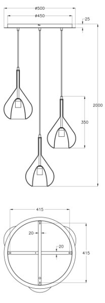 Fabas Luce 3481-47-297 - Пендел LILA 3xE27/40W/230V златист/сив/прозрачен