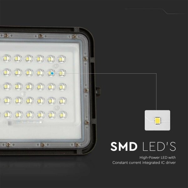 LED Екстериорен соларен прожектор LED/6W/3,2V IP65 6400K черен + д.у