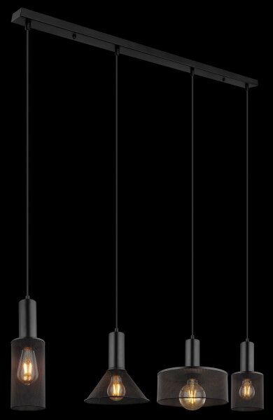 Globo 15648-4H - Пендел JEDD 4xE27/60W/230V черен