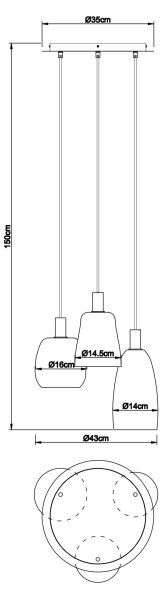 Globo 15789-3HM - Пендел GARRI 3xE14/40W/230V месинг