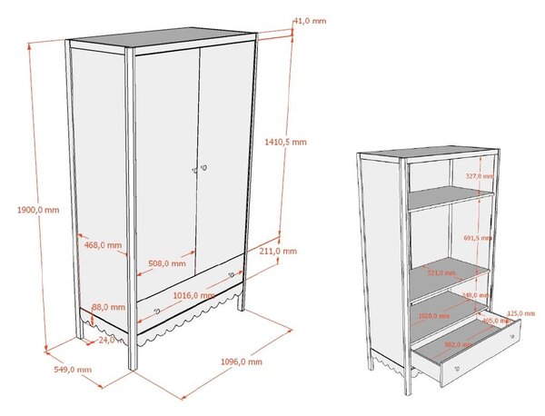 Бежов детски гардероб 110x190x55 cm Swingo – Vipack