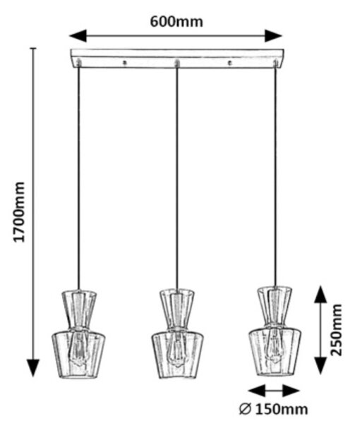 Rabalux 72163 - Пендел ABRA 3xE27/60W/230V