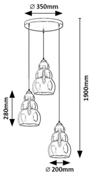 Rabalux 72213 - Пендел SALVATORE 3xE27/40W/230V