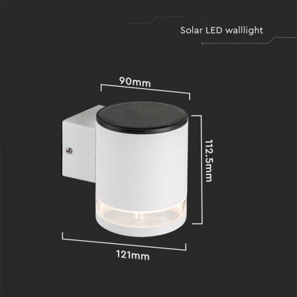 LED Екстериорен соларен аплик LED/1W/3,7V 3000K IP54 бял