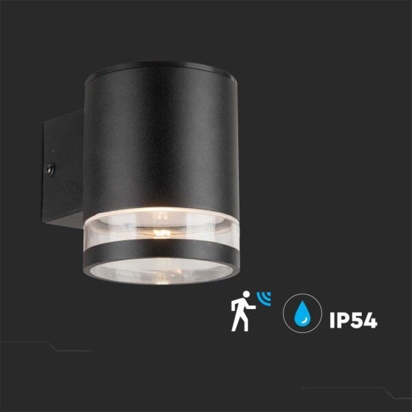 LED външно соларно стенен осветител с сензор LED/1W/3,7V 3000K IP54 черен