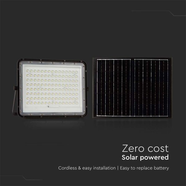 LED Екстериорен соларен прожектор LED/20W/3,2V 6400K черен + д.у