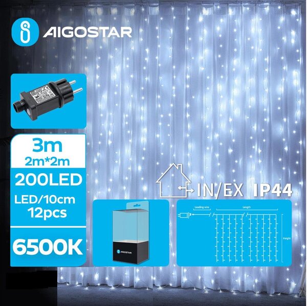 Aigostar - LED Екстериорни коледни лампички 200xLED/8 функции 5x2 м IP44 студено бял