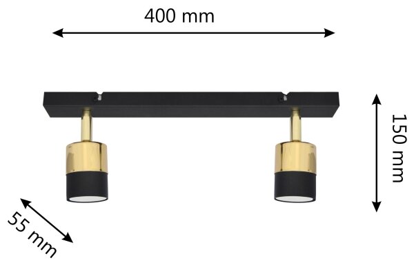 LED Спот TUBSSON 2xGU10/4,8W/230V черен/златист