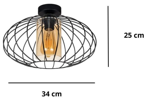 Полилей за повърхностен монтаж CORRINI 1xE27/60W/230V Ø 34 см черен/бежов