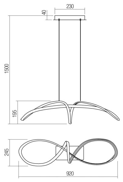 Redo 01-2455 - LED Пендел LAMON LED/57W/230V черен