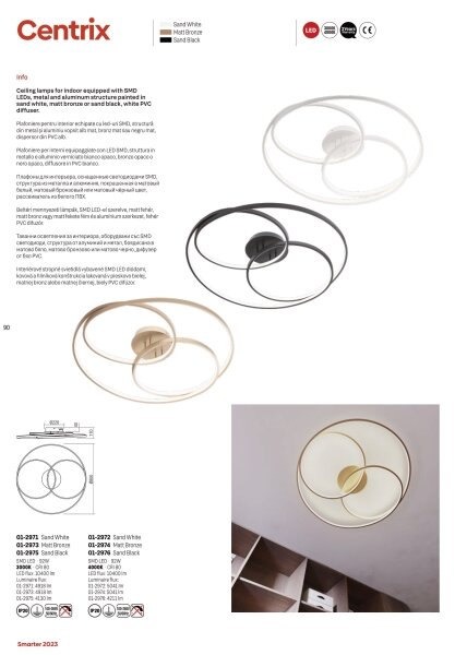 Redo 01-2973 - LED Плафониера CENTRIX LED/92W/230V бронзов