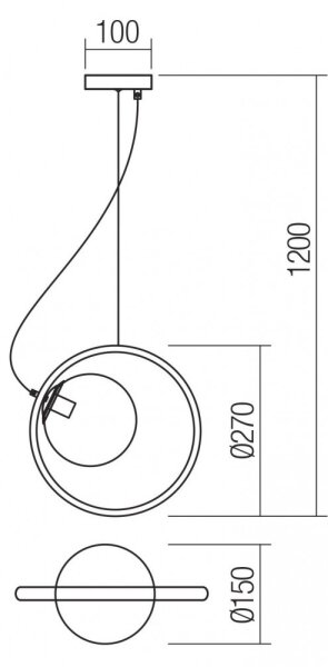 Redo 01-2319 - Пендел KLEIDI 1xE14/28W/230V Ø 27 см кафяв