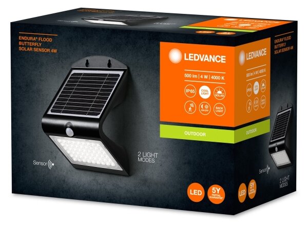 Ledvance - LED Соларен аплик със сензор ПЕПЕРУДА LED/4W/3,7V IP65