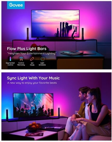 Govee - Комплект 2x Flow Plus SMART LED TV & Gaming RGBICWW Wi-Fi