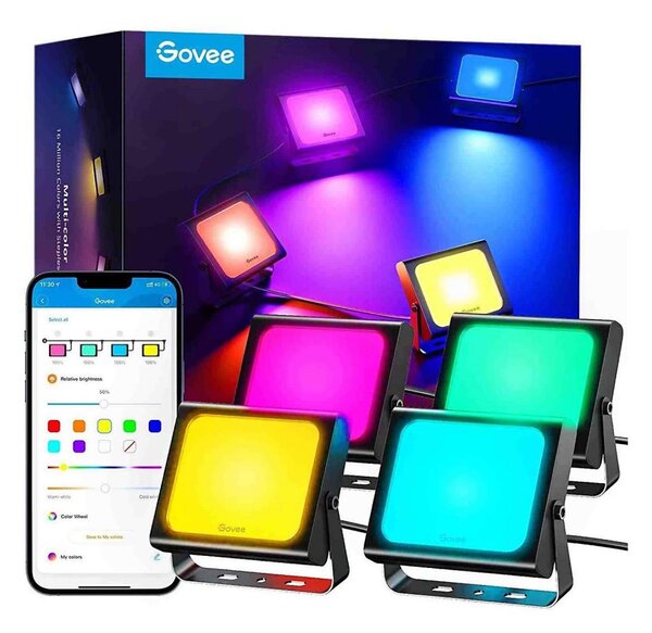 Govee - К-кт 4x Прожектори за осветление на открито SMART LED лампи Wi-Fi IP66