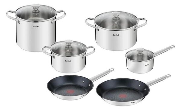 Tefal - Комплект готварски съдове 10 бр. COOK EAT неръждаем