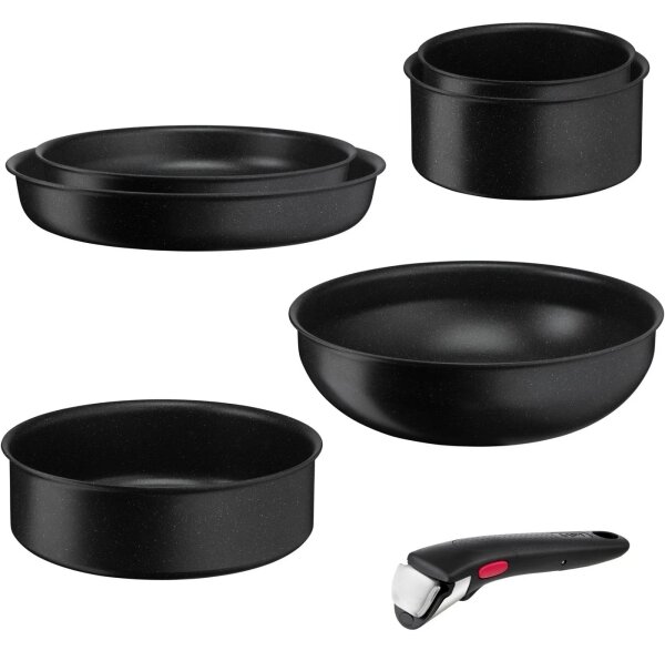 Tefal - Комплект готварски съдове 7 бр. INGENIO BLACK STONE