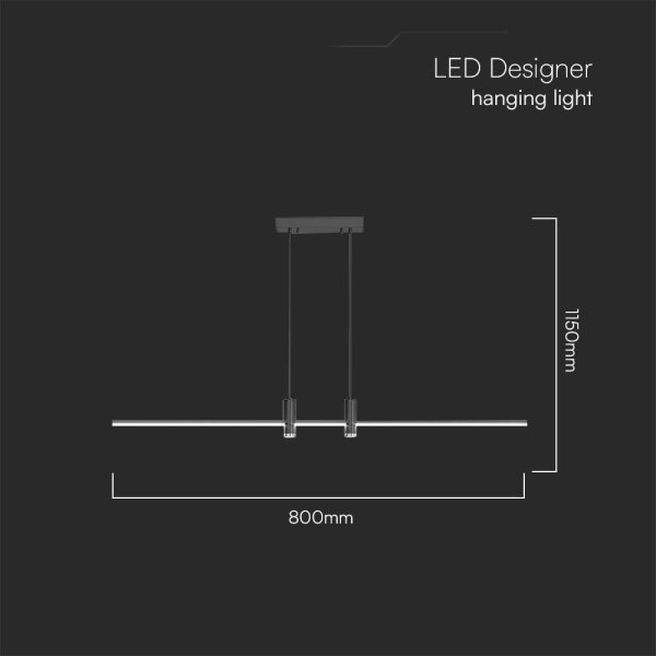 LED Пендел LED/19W/230V 3000K черен