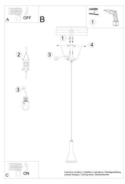 Sollux SL.1223 - Пендел REA 1xE14/12W/230V бетон