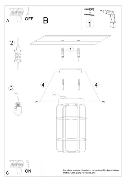 Sollux SL.1262 - Плафон GOTTO 1xE27/15W/230V черен