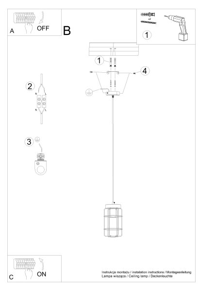 Sollux SL.1263 - Пендел GOTTO 1xE27/15W/230V черен