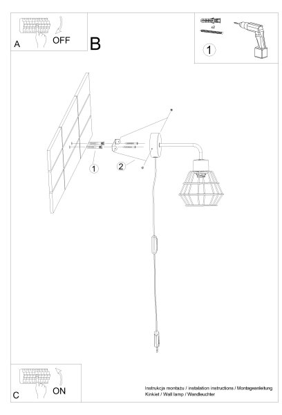 Sollux SL.1164 - Аплик SUBA 1xE27/15W/230V черен