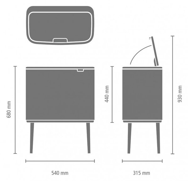 Кош за боклук Brabantia Bo Touch 1003213, 36 л, Плавно и безшумно отваряне, Голям отвор, Златен металик