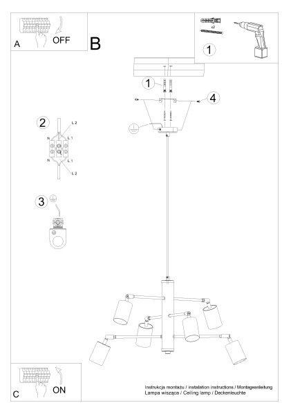 Sollux SL.1206 - Пендел LEMMI 6xGU10/10W/230V бял