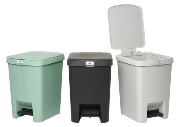 Кош за боклук с педал Brabantia StepUp 1008482, 25 л, Екологични материали, Голям отвор, Тъмносив