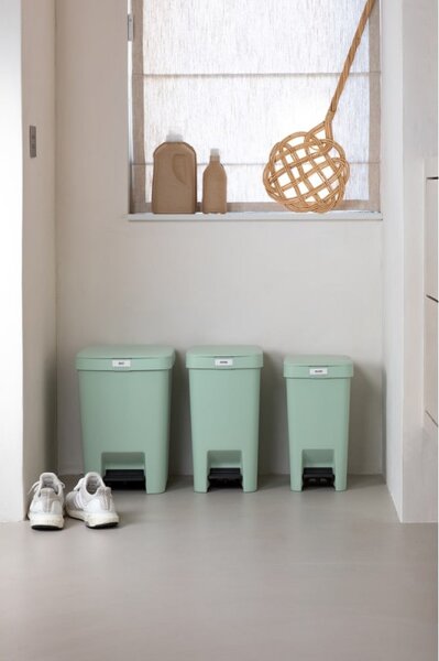 Кош за боклук с педал Brabantia StepUp 1008481, 16 л, Екологични материали, Голям отвор, Светлозелен