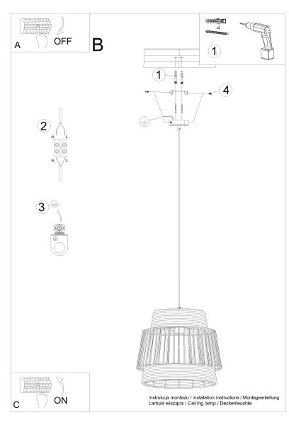 Sollux SL.1253 - Пендел BRILO 1xE27/15W/230V