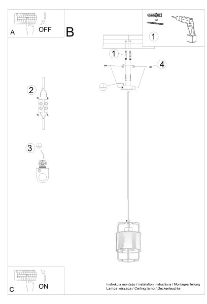 Sollux SL.1300 - Пендел GIZUR 1xE27/15W/230V