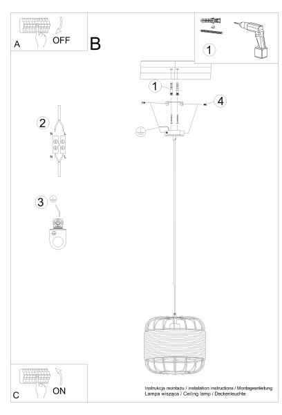 Sollux SL.1252 - Пендел FOST 1xE27/15W/230V