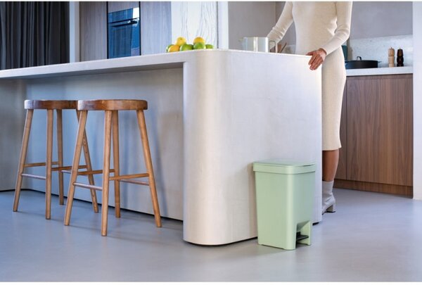 Кош за боклук с педал Brabantia StepUp 1008481, 16 л, Екологични материали, Голям отвор, Светлозелен