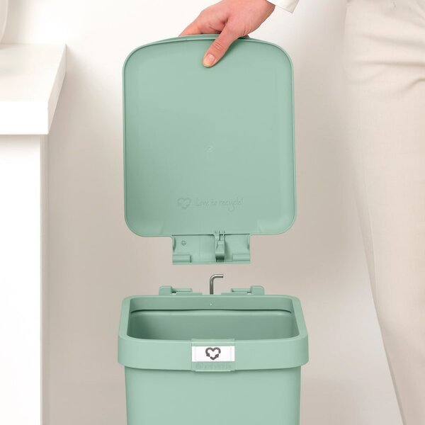 Кош за боклук с педал Brabantia StepUp 1008481, 16 л, Екологични материали, Голям отвор, Светлозелен