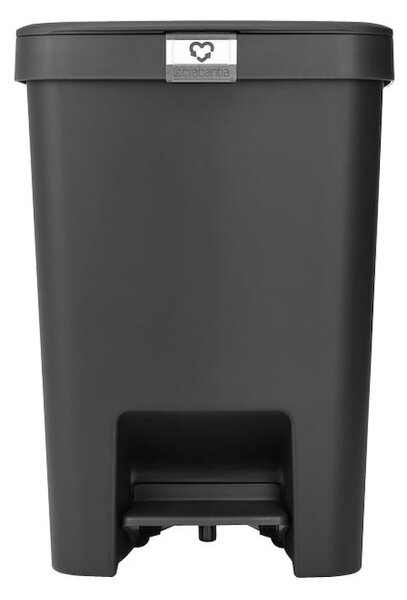 Кош за боклук с педал Brabantia StepUp 1008482, 25 л, Екологични материали, Голям отвор, Тъмносив