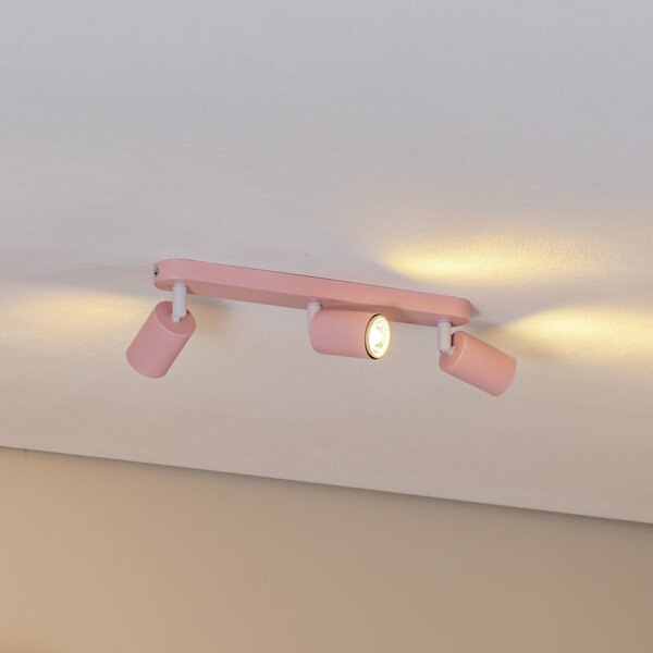 TK Lighting Таванна лампа Livia, розова, 52 см, 3-крила, метал, GU10, Затъмняване, Розов / Розе, Детска стая, Метал