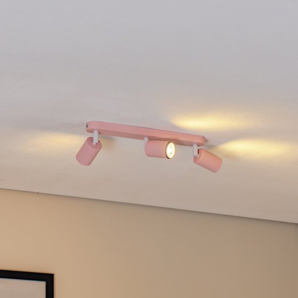 TK Lighting Таванна лампа Livia, розова, 52 см, 3-крила, метал, GU10, Затъмняване, Розов / Розе, Детска стая, Метал
