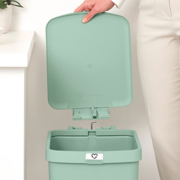 Кош за боклук с педал Brabantia StepUp 1008484, 25 л, Екологични материали, Голям отвор, Светлозелен