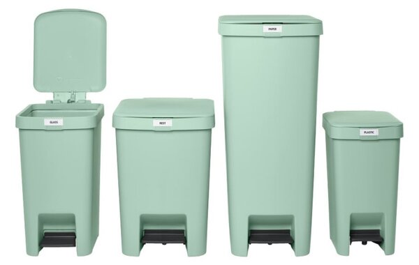 Кош за боклук с педал Brabantia StepUp 1008484, 25 л, Екологични материали, Голям отвор, Светлозелен