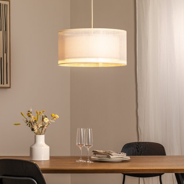 Maco Design Висящо осветление Duo Den Light, кремаво, Ø 50 cm, лен, PVC, Затъмняване, Бежов, Дневна/трапезария, Плат / текстил