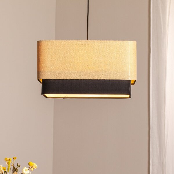 Maco Design Kwadro Duo висящо осветление, черно/бежово, 50x50cm, юта/сатен, Затъмняване, Бежов, Дневна/трапезария, Плат / текстил