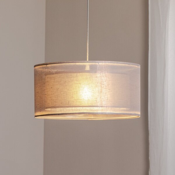 Maco Design Пендел Duo Den Light, сребристо-сив, Ø 50 cm, лен, PVC, Затъмняване, Сив, Дневна/трапезария, Плат / текстил
